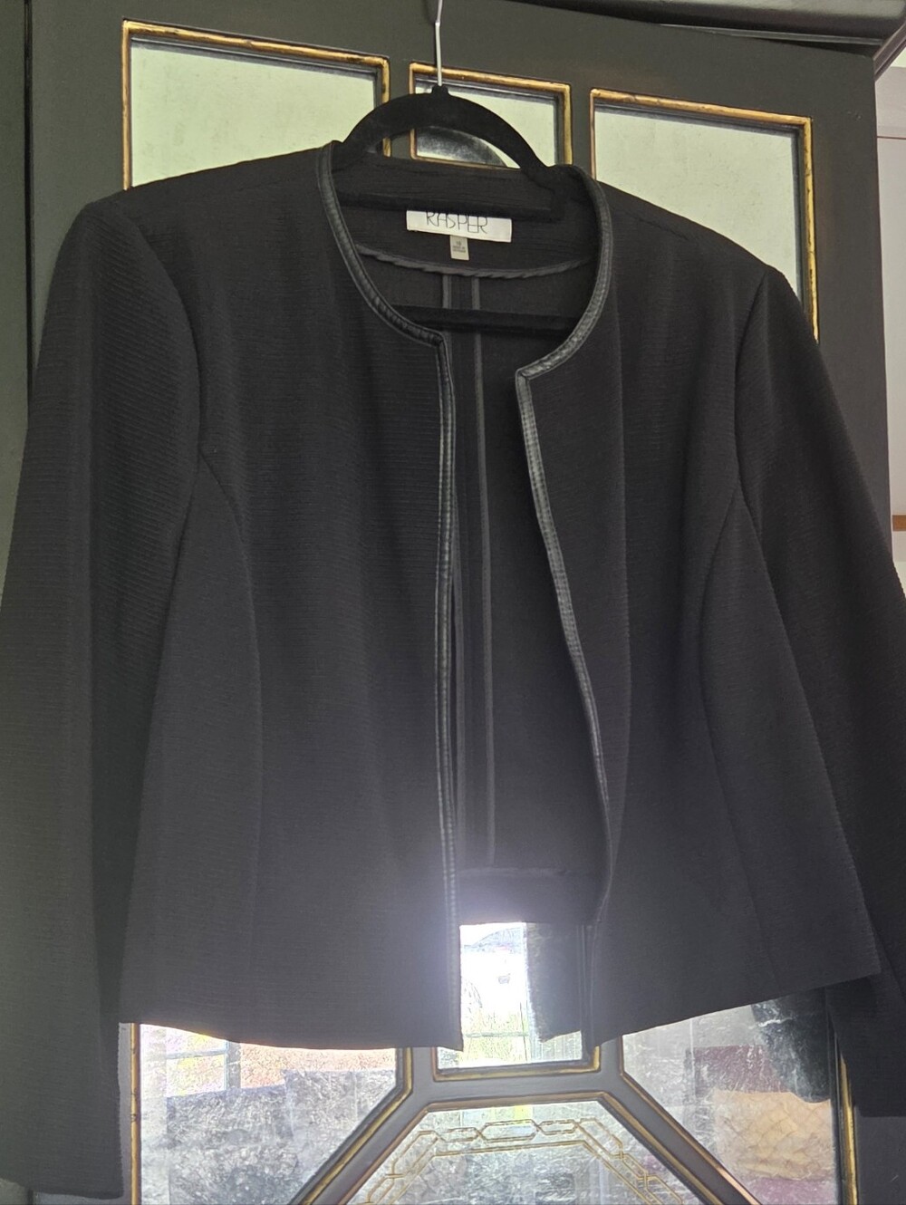 Kasper Black Cropped Open-Front Blazer